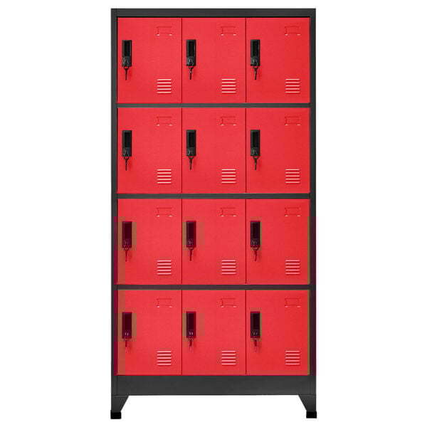 vidaXL Locker Cabinet Anthracite and Red Steel Large Locker Cabinet