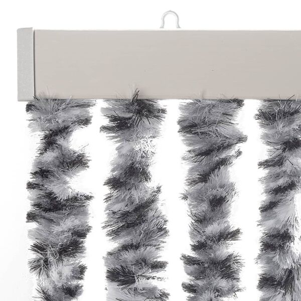 vidaXL Fly Curtain Grey and Black and White 39.4x90.6" Chenille
