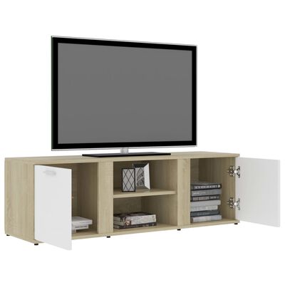 vidaXL TV Cabinet White and Sonoma Oak 47.2"x13.4"x14.6" Engineered Wood