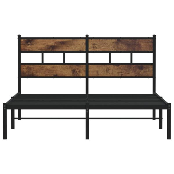vidaXL Bed Frame Black, Smoked Oak Iron, Engineered wood King Size