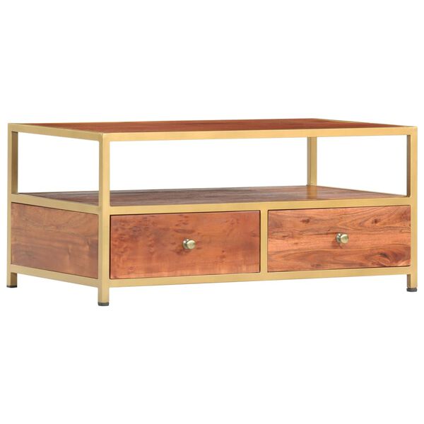 vidaXL Coffee Table Honey Brown Solid Acacia Wood, Steel Medium