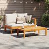 vidaXL Garden Sofa Natural wood with cream white cushions