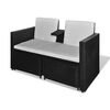 vidaXL Lounge Set Black and cream PE rattan, powder-coated steel, polyester