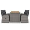vidaXL Outdoor Dining Set Gray Poly Rattan, Dark Gray Cushion