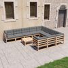 vidaXL Garden Lounge Set Natural wood, Grey cushions