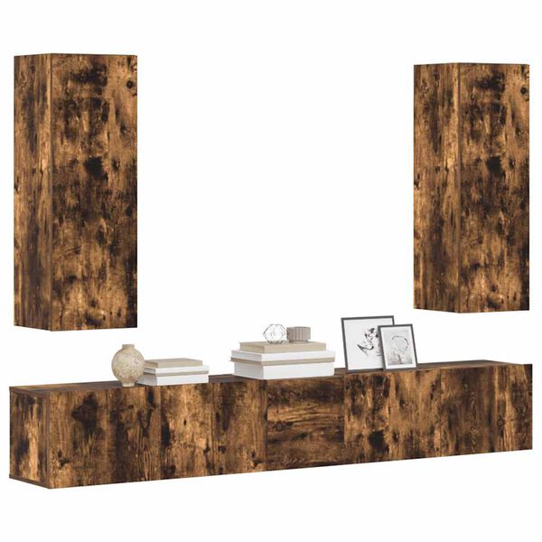 vidaXL TV Cabinet Set Set of 5 Smoked oak Engineered wood Standard