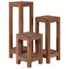 vidaXL Plant Stand Set of 3 Natural Teak Solid Teak Wood