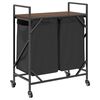 vidaXL Laundry Basket 2 Compartments with Wheels Brown Oak