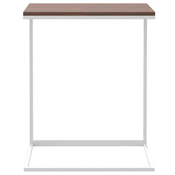vidaXL Side Table White and Brown Engineered Wood and Iron Compact