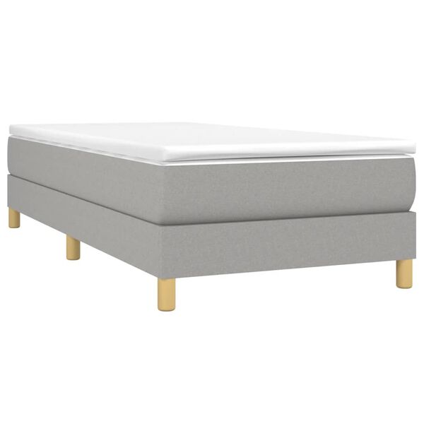 vidaXL Bed Frame Light Gray Polyester, Plywood, Engineered Wood Twin XL