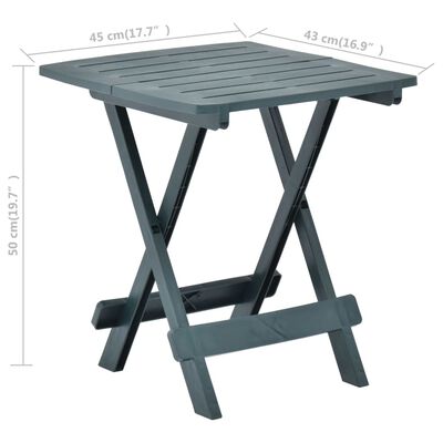 vidaXL Folding Patio Table Green 17.7"x16.9"x19.7" Plastic