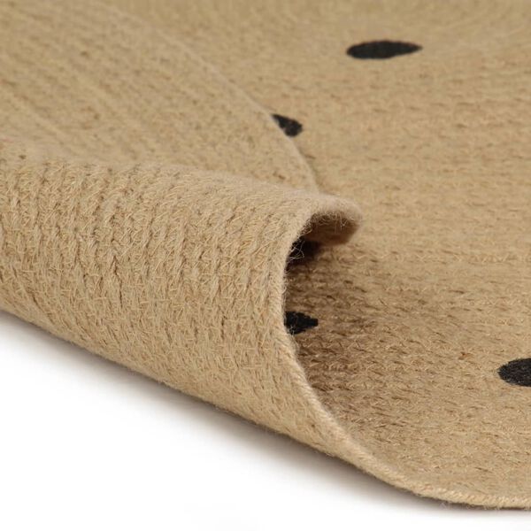 vidaXL Area Rug Natural and black polka dot Braided jute 35.4 in Diameter