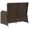 vidaXL Reclining Patio Bench Brown PE rattan 43.3 in x 26.4 in x 37.4 in