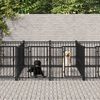 vidaXL Dog Kennel Black Powder-Coated Steel Extra Large Durable