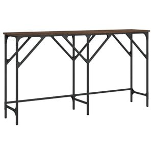 vidaXL Console Table Brown Oak Engineered Wood, Metal Medium