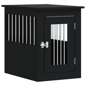 vidaXL Dog Crate Furniture Black Engineered wood, Steel 17.7x24.4x23.2 in