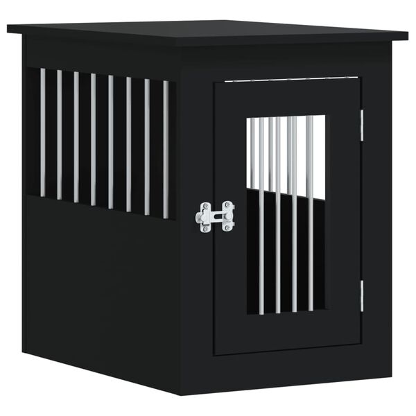 vidaXL Dog Crate Furniture Black Engineered wood, Steel 17.7x24.4x23.2 in
