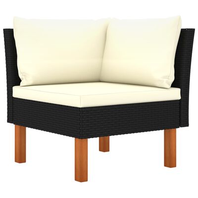 vidaXL 8 Piece Patio Lounge Set with Cushions Poly Rattan Black