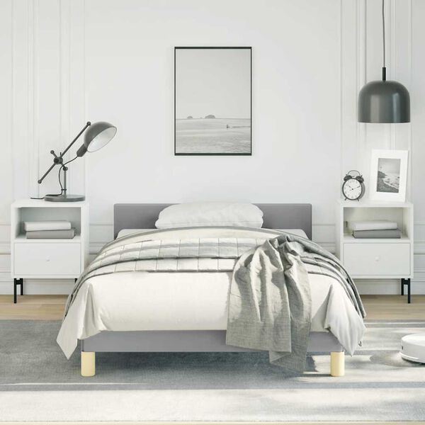 vidaXL Bed Frame With Headboard Light grey