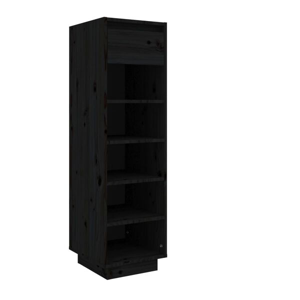 vidaXL Shoe Cabinet Black 11.8x13.4x41.3" Solid Wood Pine
