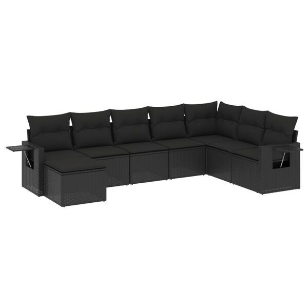 vidaXL Garden Sofa Set Black PE rattan, powder-coated steel, polyester