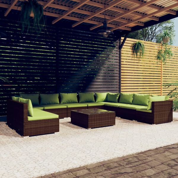 vidaXL Garden Lounge Set Brown, Green