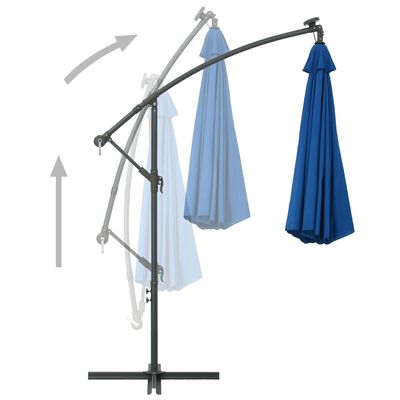vidaXL Cantilever Umbrella with LED Lights and Steel Pole 118.1" Azure
