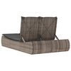 vidaXL Double Sun Lounger with Cushions Grey Poly Rattan