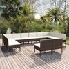 vidaXL Garden Lounge Set Brown PE Rattan, Powder-Coated Steel, Polyester
