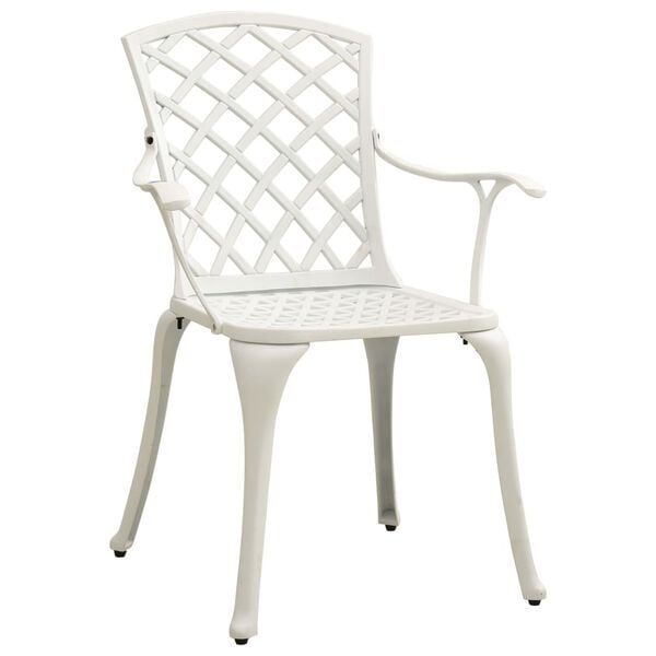 vidaXL Bistro Set White Cast Aluminum Medium Decorative Inlays