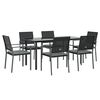 vidaXL 7 Piece Patio Dining Set with Cushions Poly Rattan and Steel