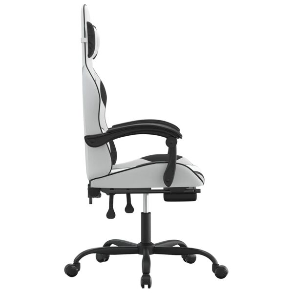 vidaXL Gaming Chair with Footrest White and Black Faux Leather