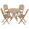 vidaXL Patio Dining Set Set of 4 Beige Bamboo and polyester Medium