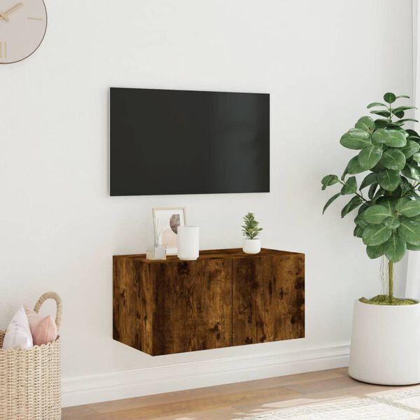 vidaXL TV Wall Cabinet Smoked Oak Engineered Wood Small TV Wall Cabinet