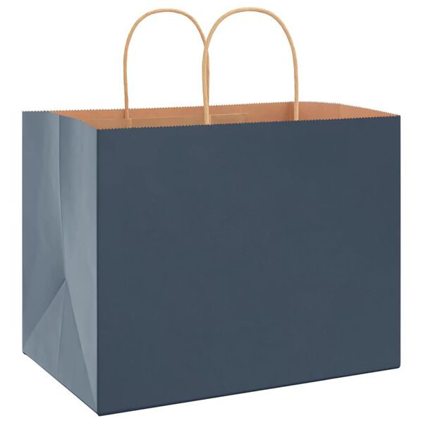 vidaXL Paper Bags 50 pcs with Handles Blue 12.6x8.7x9.4"