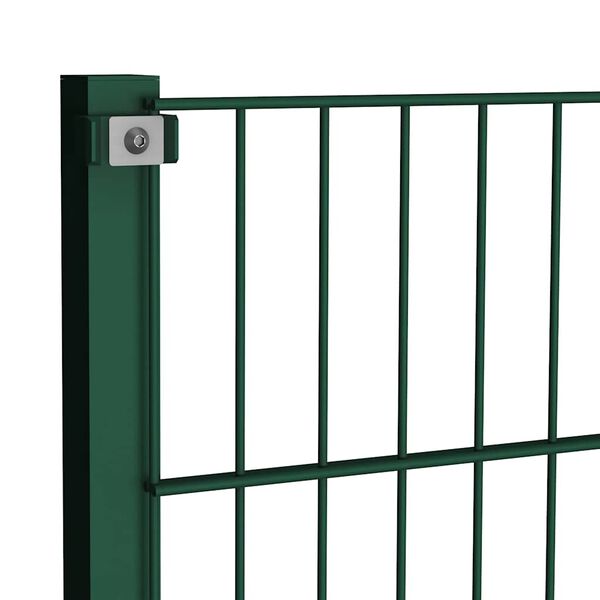 vidaXL Fence Panel with Posts Iron 69.5"x31.5" Green