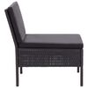 vidaXL Garden Lounge Set Black Poly Rattan, Powder-Coated Steel, Polyester