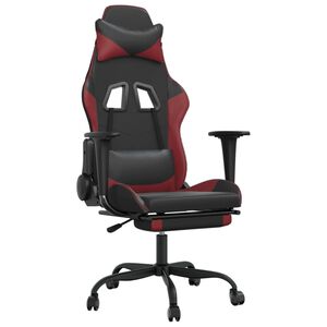 vidaXL Gaming Chair Black and Wine Red Faux Leather, Metal, Plywood Medium