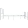 vidaXL Bed Frame White Powder-Coated Steel King Bed Frame Rectangular