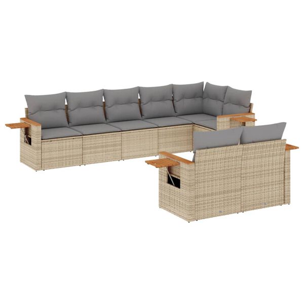 vidaXL Garden Sofa Set Beige PE Rattan Large Modular Garden Sofa Set