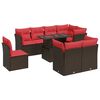 vidaXL 9 Piece Patio Sofa Set with Cushions Brown Poly Rattan Acacia