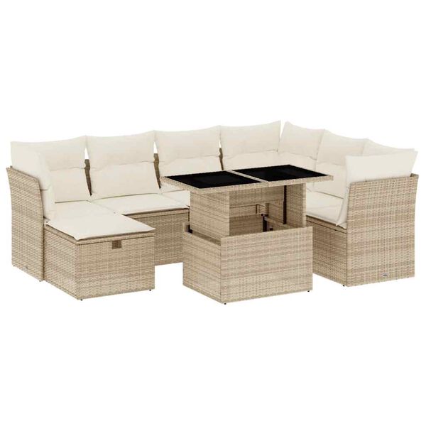 vidaXL Garden Sofa Set Beige, Cream white
