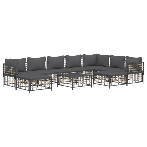 vidaXL Garden Lounge Set Set of 10 Anthracite