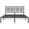 vidaXL Bed Frame Black Powder-Coated Steel 55.1x74.8 in Rectangular