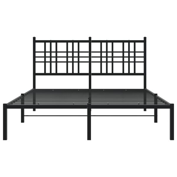 vidaXL Bed Frame Black Powder-Coated Steel 55.1x74.8 in Rectangular