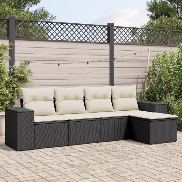 vidaXL Garden Sofa Set Black, Cream White