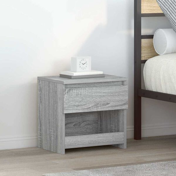 vidaXL Bedside Cabinet Grey Sonoma Engineered Wood Medium