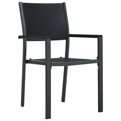 vidaXL Patio Chairs 4 pcs Black Plastic Rattan Look