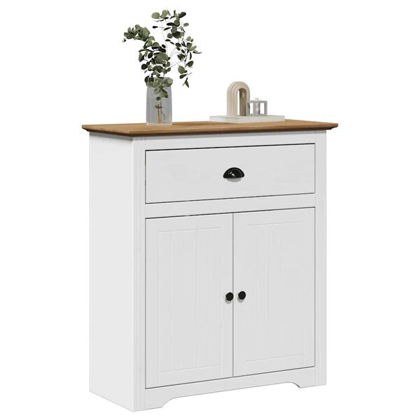 vidaXL Hallway Cabinet White and Brown Solid pine wood, engineered wood
