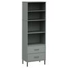 vidaXL Bookcase Grey Solid pine wood Tall Bookcase Rectangular